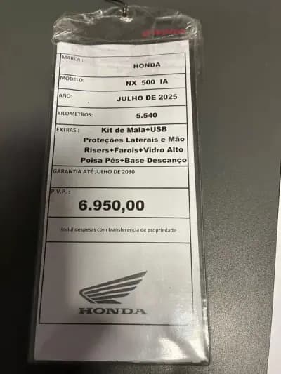 Vendo mota Honda NX500 ABS 2025 - 6950 EUR, 5540 km - AUTO.MOTO.pt