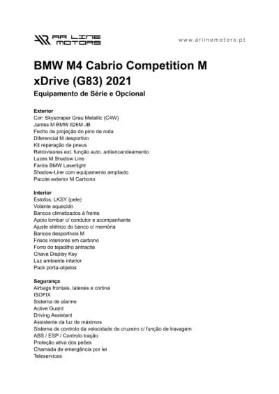 Vendo BMW M4 2021 - 84950 EUR, 54000 km - AUTO.MOTO.pt