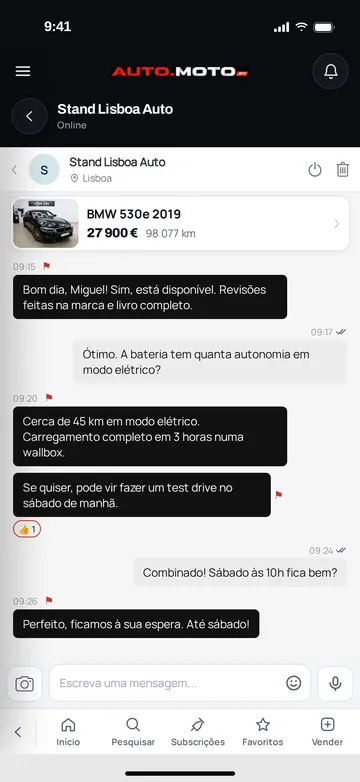 Conversa com um stand no chat da aplicação