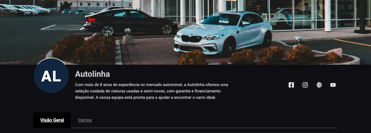 Cabeçalho da página com logótipo e capa do stand