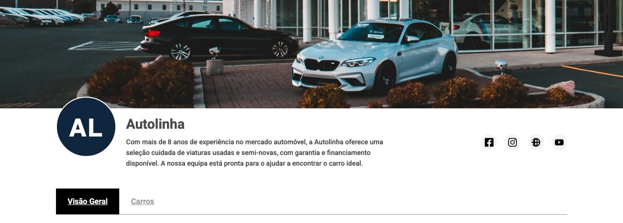 Cabeçalho da página com logótipo e capa do stand
